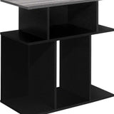 24" Black And Gray Wood End Table With 6 - Homeroots