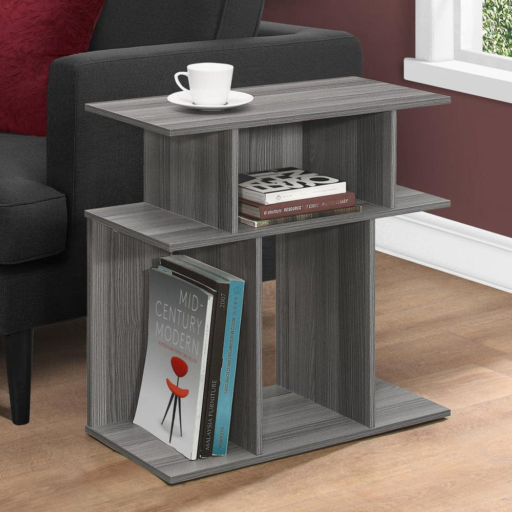 24" Gray Wood End Table With 6 - Homeroots - Flyclothing LLC