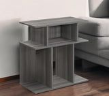 24" Gray Wood End Table With 6 - Homeroots