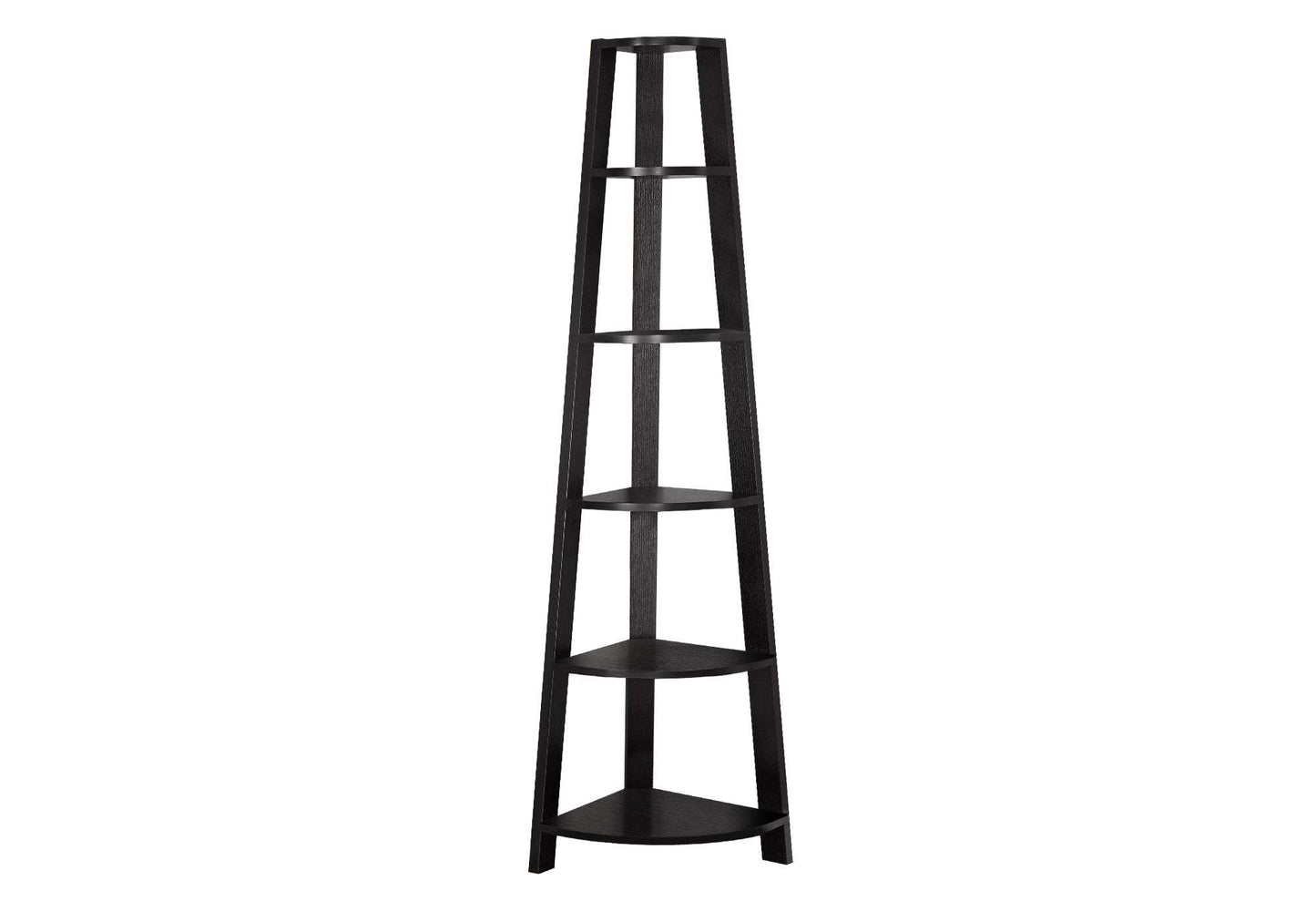71" Espresso Wood Five Tier Corner Bookcase - Homeroots - Flyclothing LLC