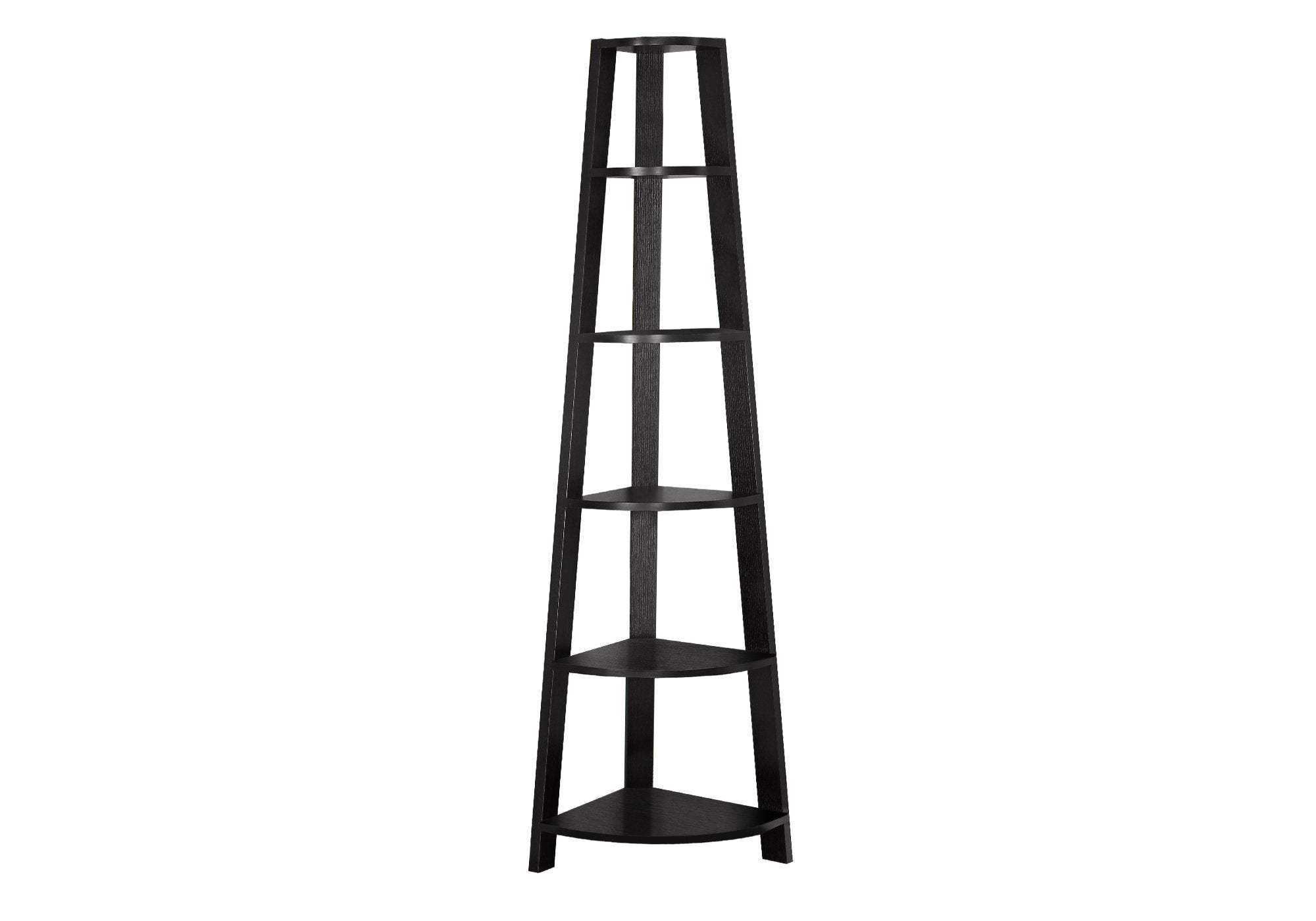 71" Espresso Wood Five Tier Corner Bookcase - Homeroots - Flyclothing LLC