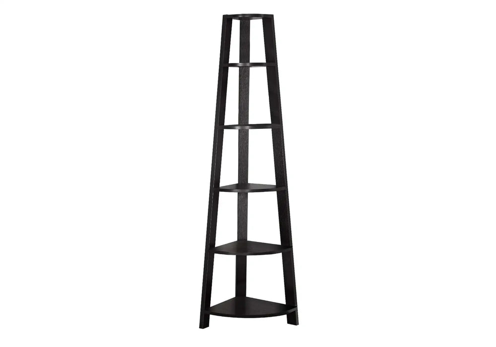 71" Espresso Wood Five Tier Corner Bookcase - Homeroots