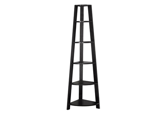 71" Espresso Wood Five Tier Corner Bookcase