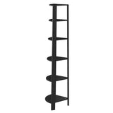 71" Espresso Wood Five Tier Corner Bookcase - Homeroots