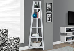 71" White Wood Corner Bookcase
