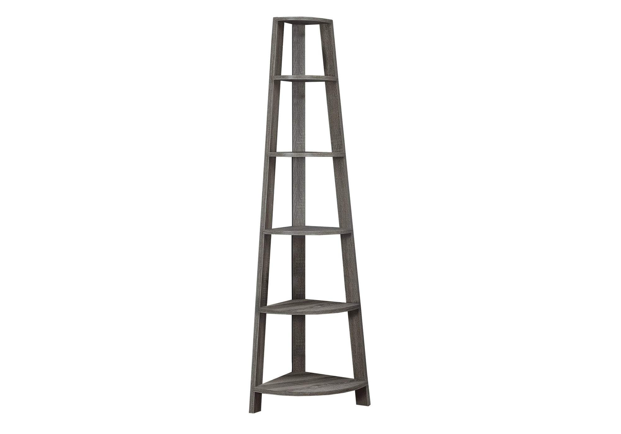 71" Taupe Wood Corner Bookcase - Homeroots - Flyclothing LLC