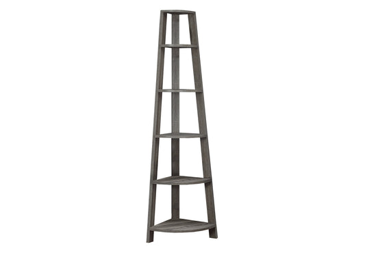 71" Taupe Wood Corner Bookcase