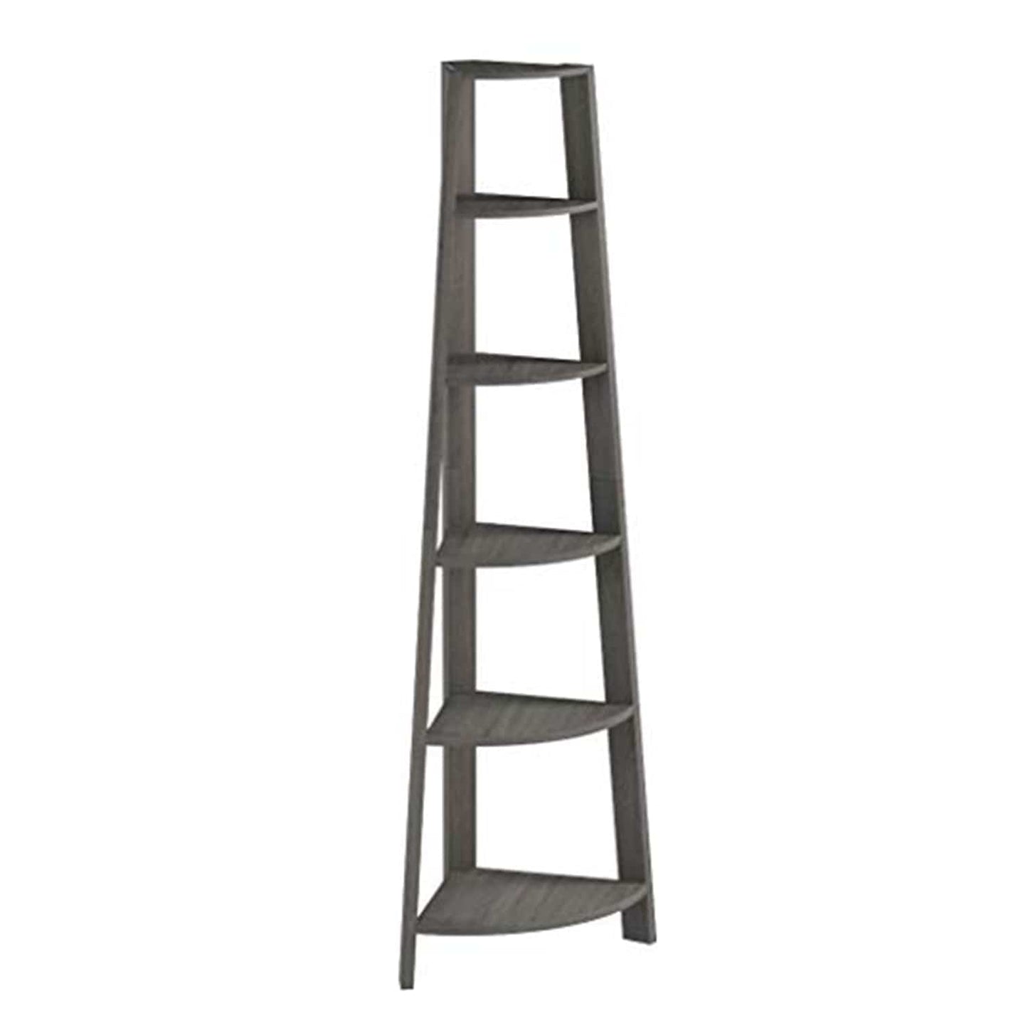 71" Taupe Wood Corner Bookcase - Homeroots - Flyclothing LLC