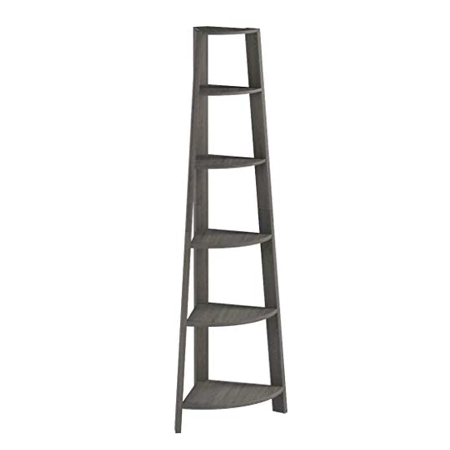 71" Taupe Wood Corner Bookcase - Homeroots - Flyclothing LLC