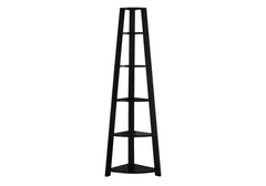 71" Black Wood Corner Bookcase