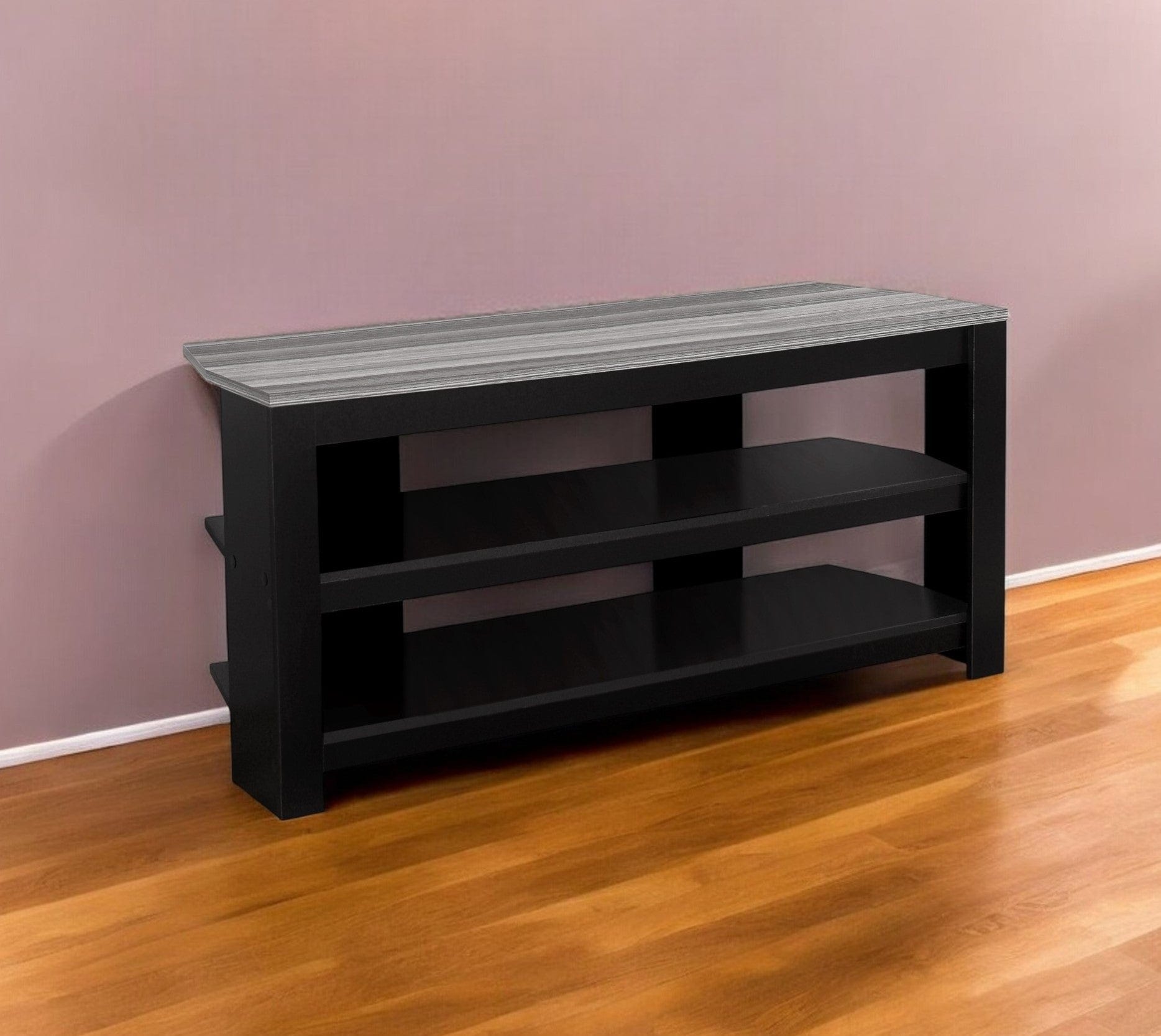 42" Black and Gray Open Shelving TV Stand - Homeroots - Flyclothing LLC