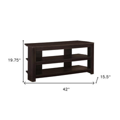 42" Dark Brown Open shelving TV Stand