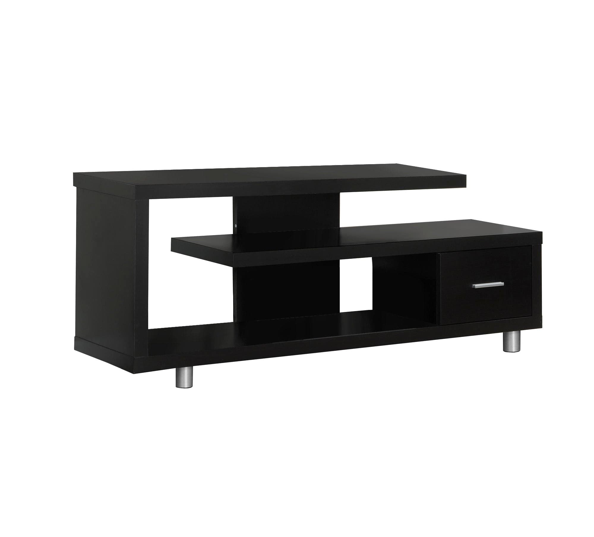 60" Dark Brown Cabinet Enclosed Storage TV Stand - Homeroots - Flyclothing LLC