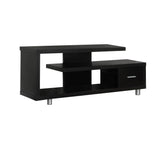 60" Dark Brown Cabinet Enclosed Storage TV Stand - Homeroots