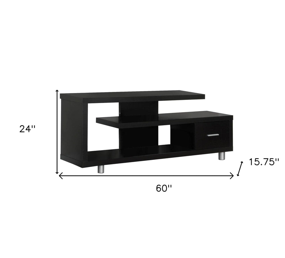60" Dark Brown Cabinet Enclosed Storage TV Stand - Homeroots - Flyclothing LLC