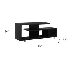 60" Dark Brown Cabinet Enclosed Storage TV Stand