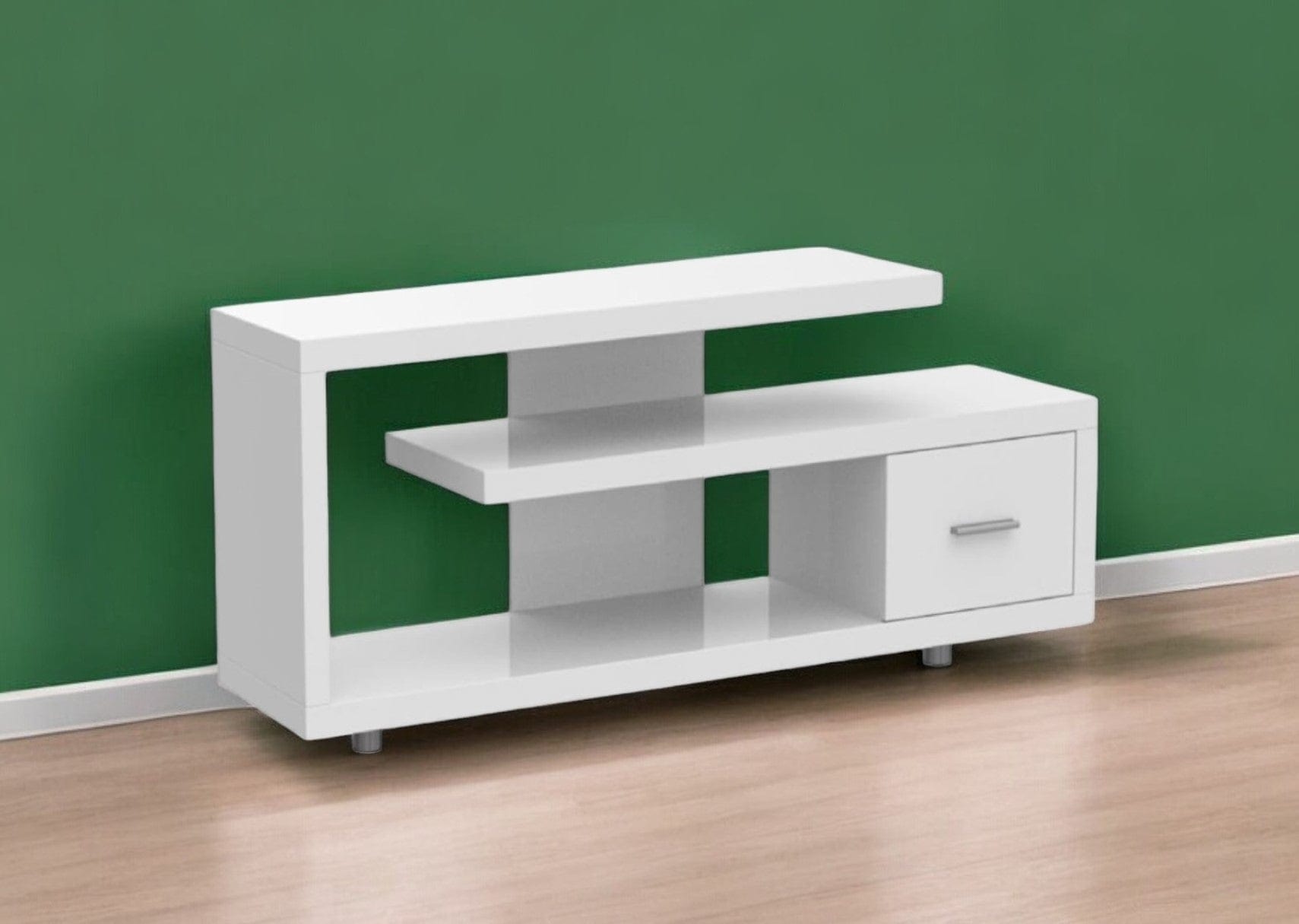 60" White Open Shelving TV Stand - Homeroots