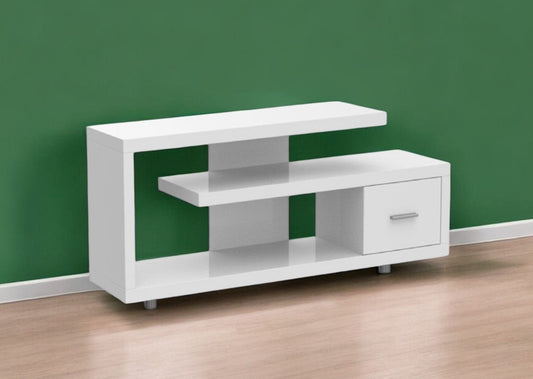 60" White Open Shelving TV Stand - Homeroots