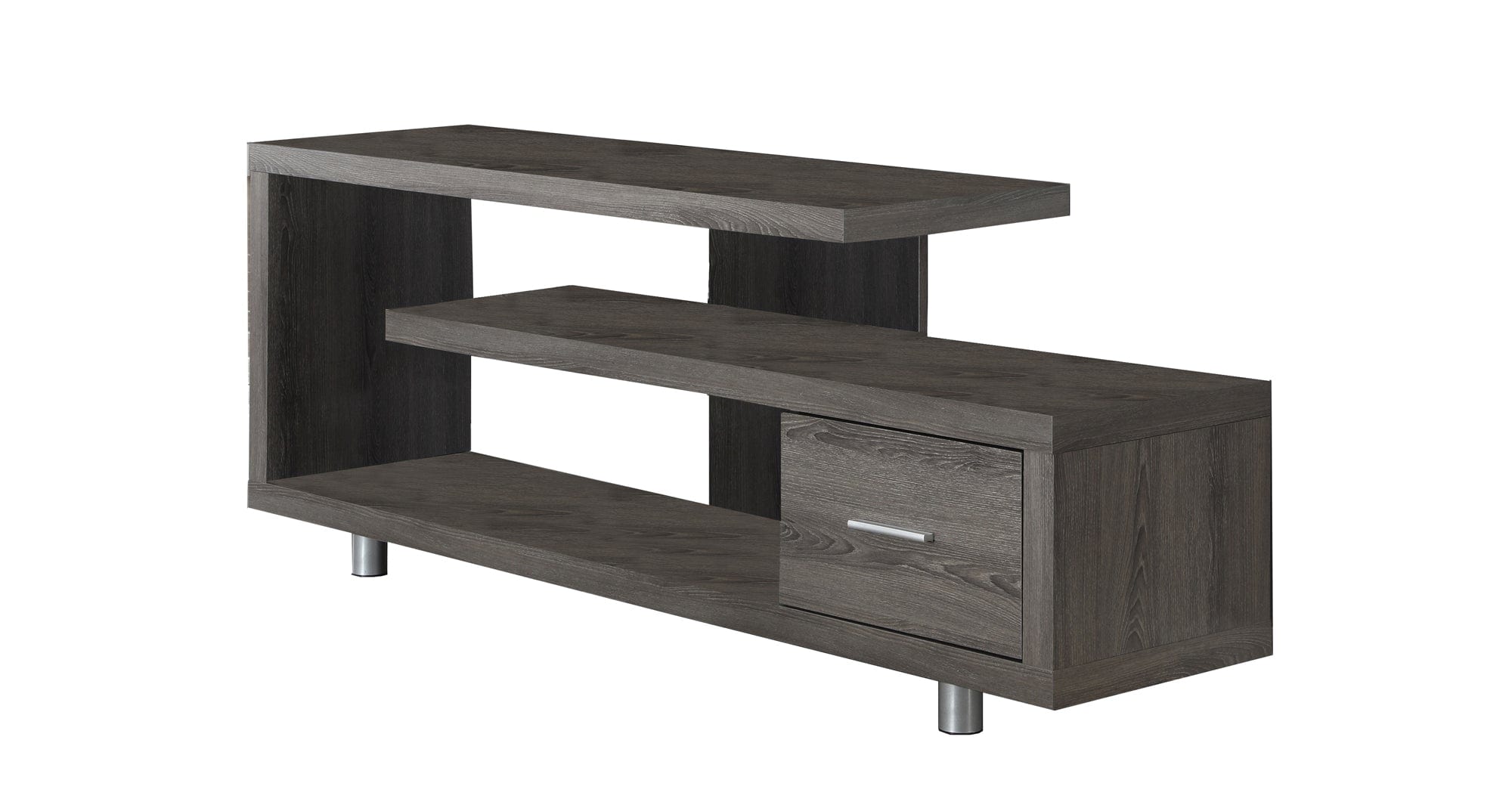60" Deep Taupe Open Shelving Entertainment Center - Homeroots