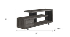 60" Deep Taupe Open Shelving Entertainment Center - Homeroots