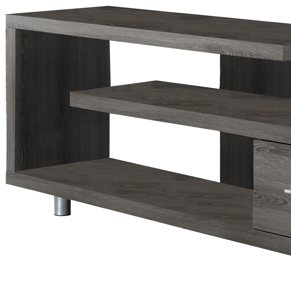 60" Deep Taupe Open Shelving Entertainment Center
