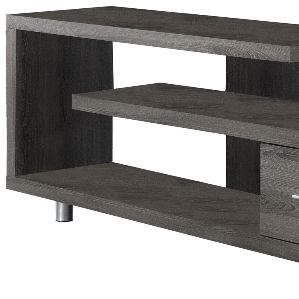 60" Deep Taupe Open Shelving Entertainment Center - Homeroots - Flyclothing LLC