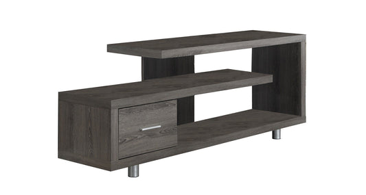 60" Deep Taupe Open Shelving Entertainment Center - Homeroots