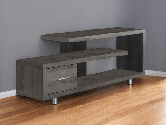 60" Deep Taupe Open Shelving Entertainment Center