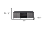 60" Black and Gray Cabinet Enclosed Storage TV Stand - Homeroots