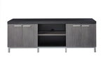 60" Black and Gray Cabinet Enclosed Storage TV Stand - Homeroots