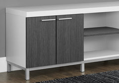 60" Gray and White Cabinet Enclosed Storage TV Stand - Homeroots