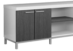 60" Gray and White Cabinet Enclosed Storage TV Stand - Homeroots