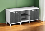 60" Gray and White Cabinet Enclosed Storage TV Stand - Homeroots
