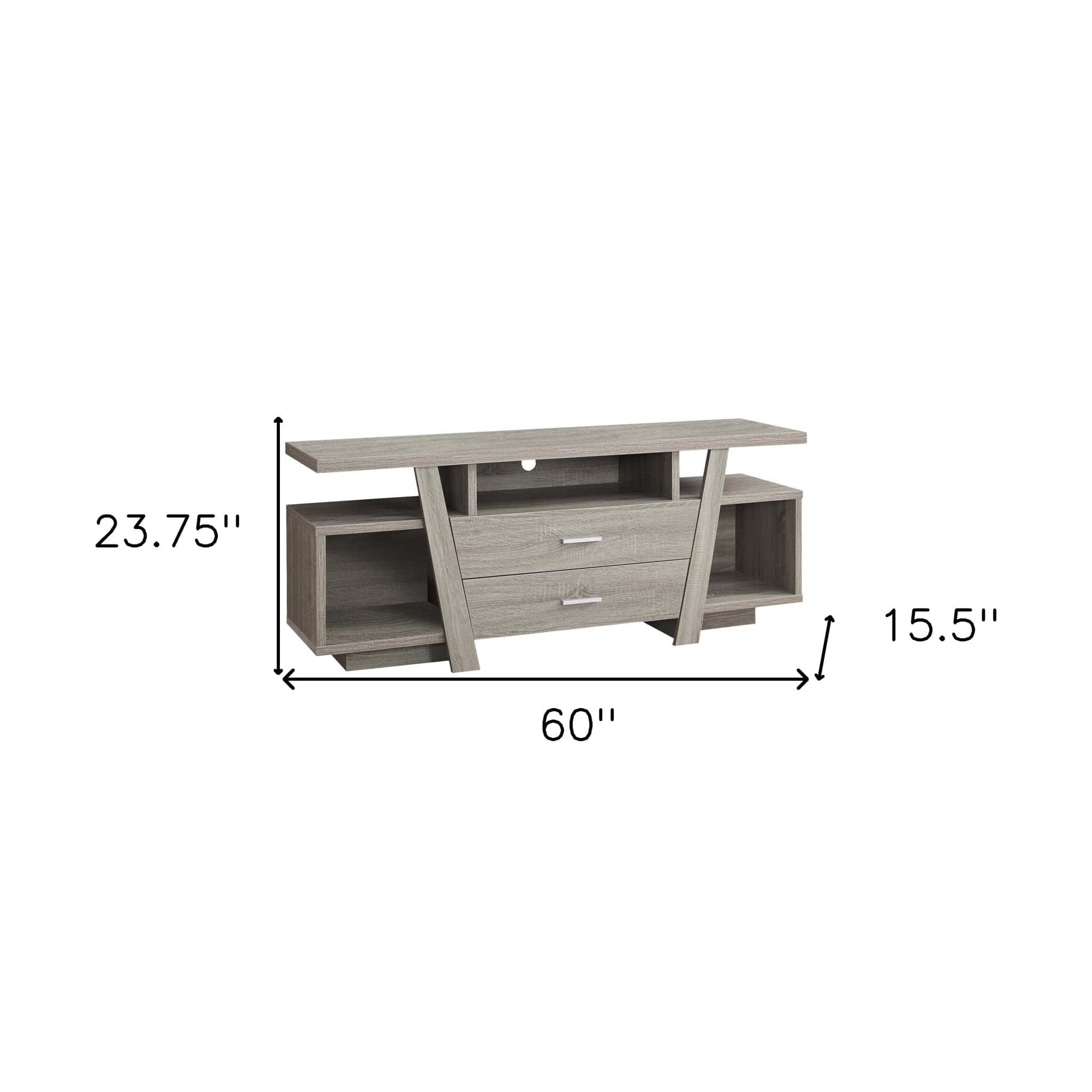 60" Deep Taupe Open Shelving TV Stand - Homeroots