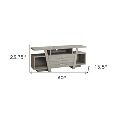 60" Deep Taupe Open Shelving TV Stand - Homeroots