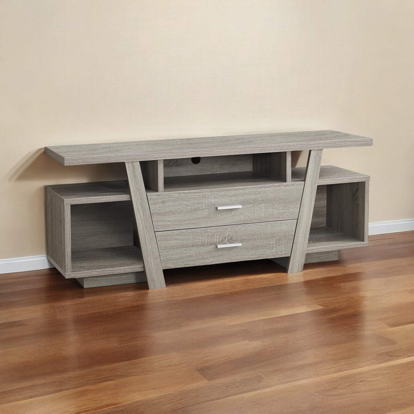 60" Deep Taupe Open Shelving TV Stand - Homeroots - Flyclothing LLC