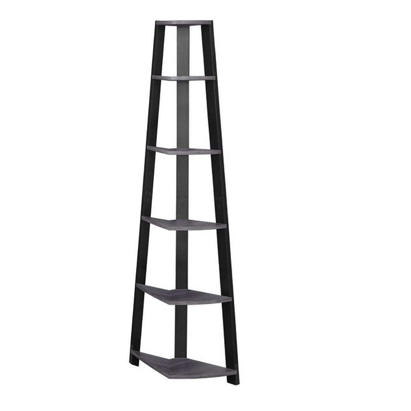71" Grey Wood Corner Bookcase - Homeroots - Flyclothing LLC