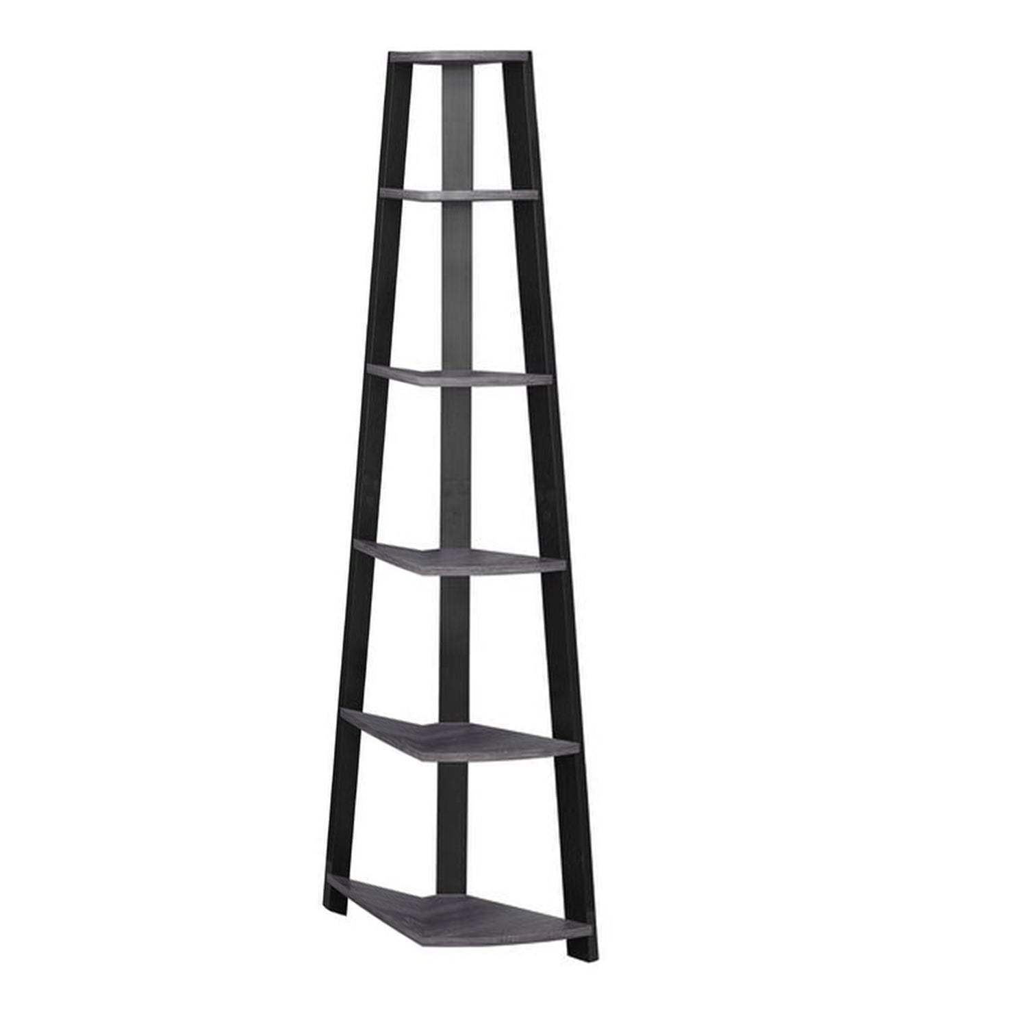 71" Grey Wood Corner Bookcase - Homeroots - Flyclothing LLC