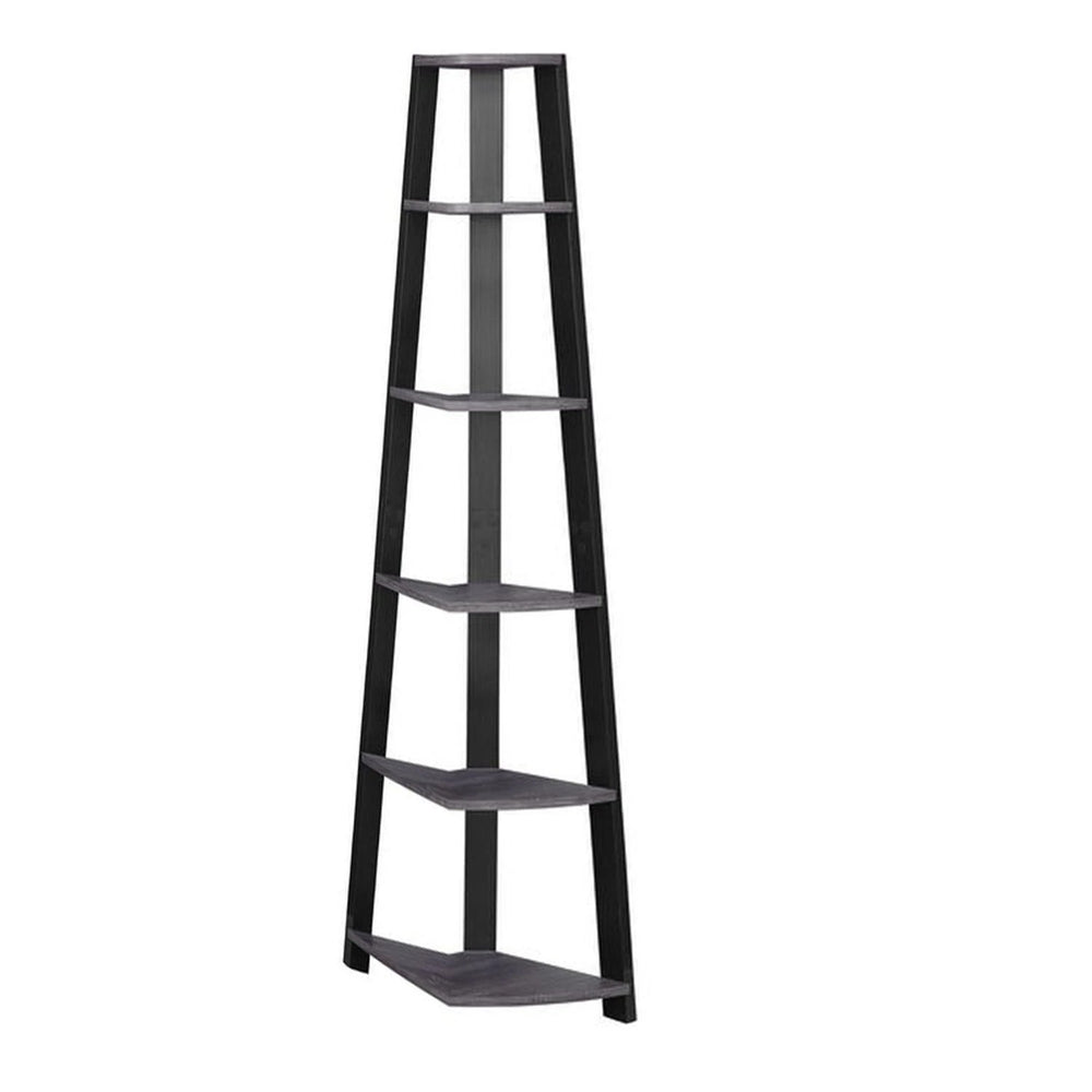 71" Grey Wood Corner Bookcase - Homeroots - Flyclothing LLC