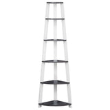 71" Gray and White Wood Corner Bookcase - Homeroots