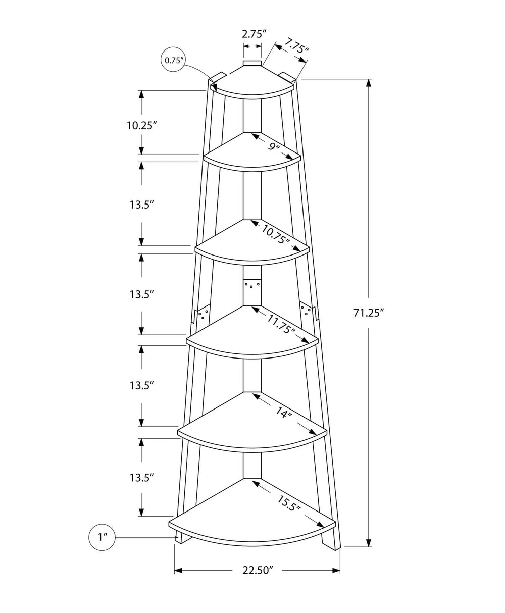 71" Gray and White Wood Corner Bookcase - Homeroots - Flyclothing LLC
