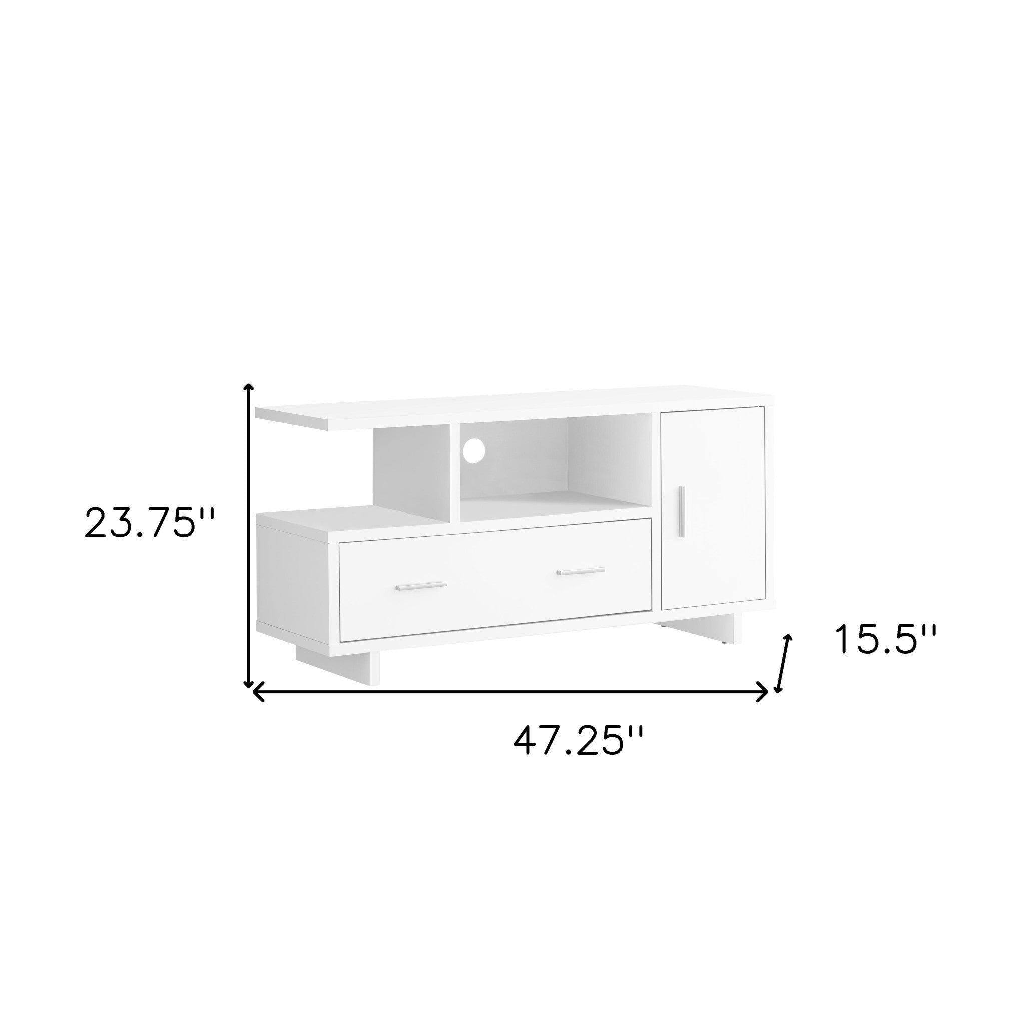 47" White Cabinet Enclosed Storage TV Stand