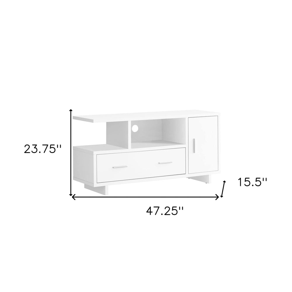 47" White Cabinet Enclosed Storage TV Stand - Homeroots - Flyclothing LLC