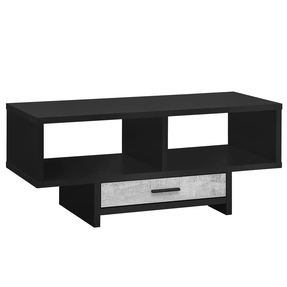 42" Black And Gray Coffee Table With Drawer And Two Shelves - Homeroots