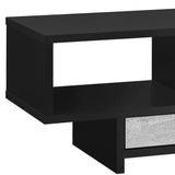 42" Black And Gray Coffee Table With Drawer And Two Shelves - Homeroots