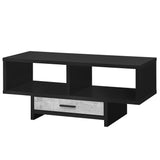 42" Black And Gray Coffee Table With Drawer And Two Shelves - Homeroots
