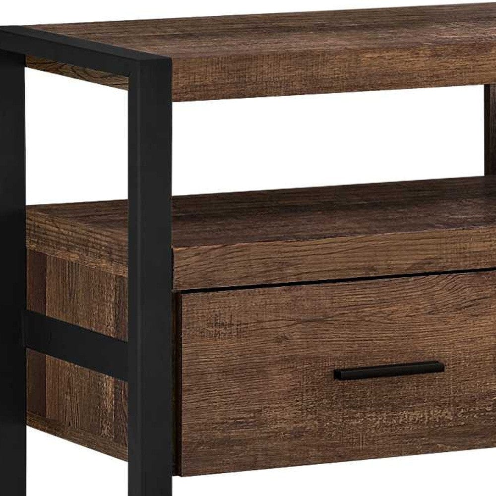 59" Brown and Black Cabinet Enclosed Storage TV Stand - Homeroots - Flyclothing LLC