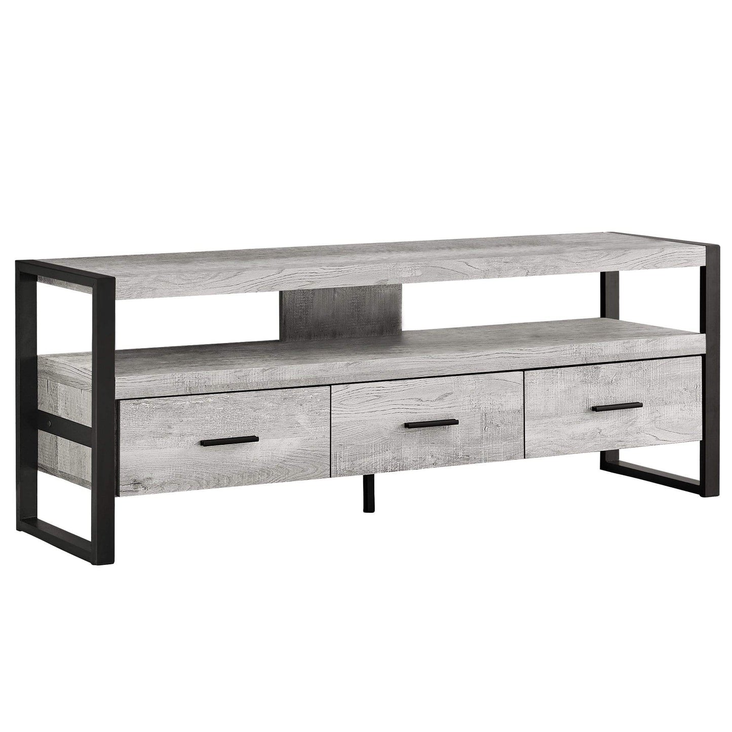 59" Black and Gray Cabinet Enclosed Storage TV Stand - Homeroots - Flyclothing LLC