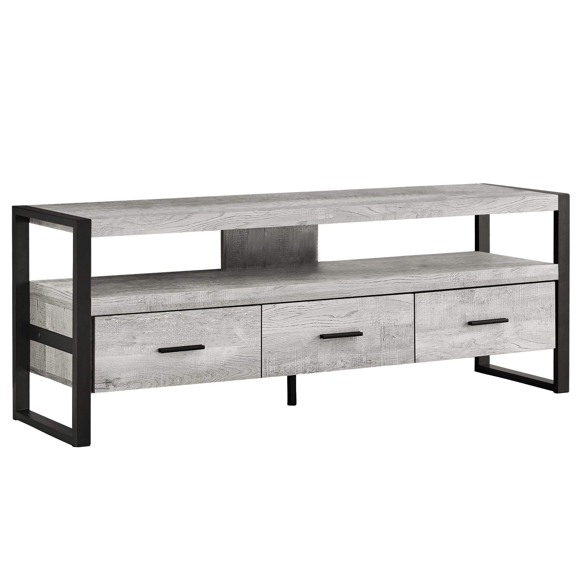 59" Black and Gray Cabinet Enclosed Storage TV Stand - Homeroots - Flyclothing LLC