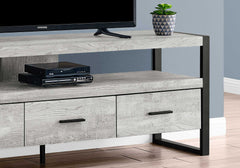 59" Black and Gray Cabinet Enclosed Storage TV Stand - Homeroots